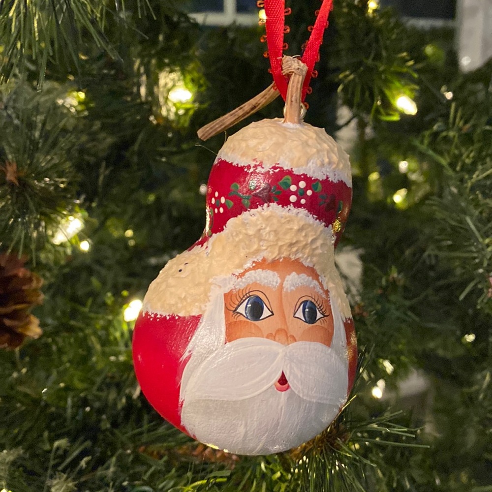 Santa Gourd Ornament
